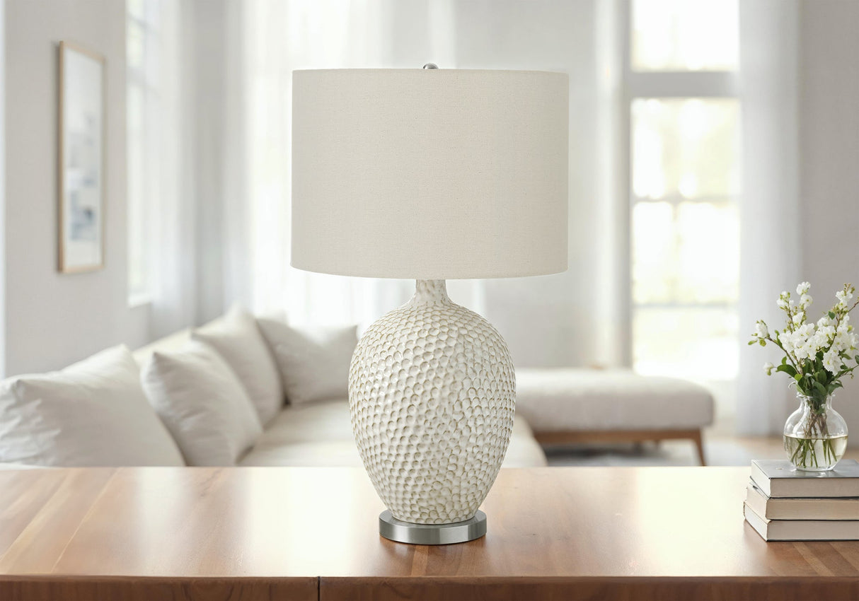 Contemporary Cream Ceramic Table Lamp 28"