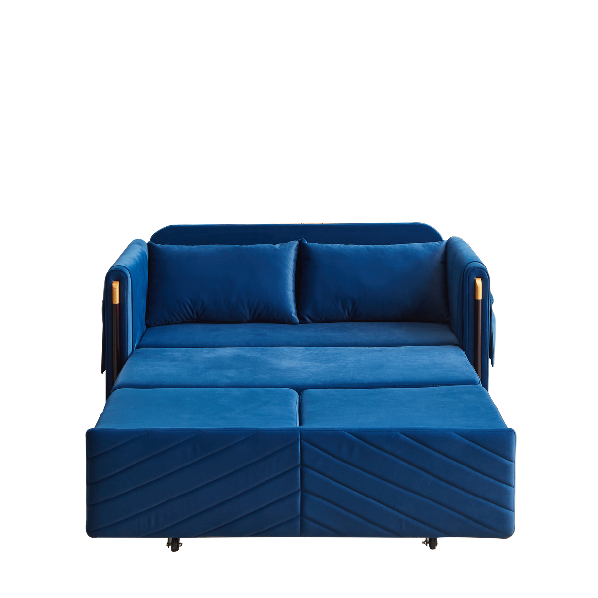 Convertible Velvet Loveseat Sleeper with Arm Storage and Adjustable Back