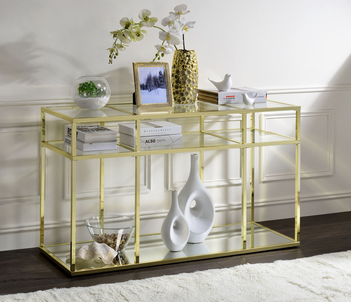 Uchenna Clear Glass & Metal Table