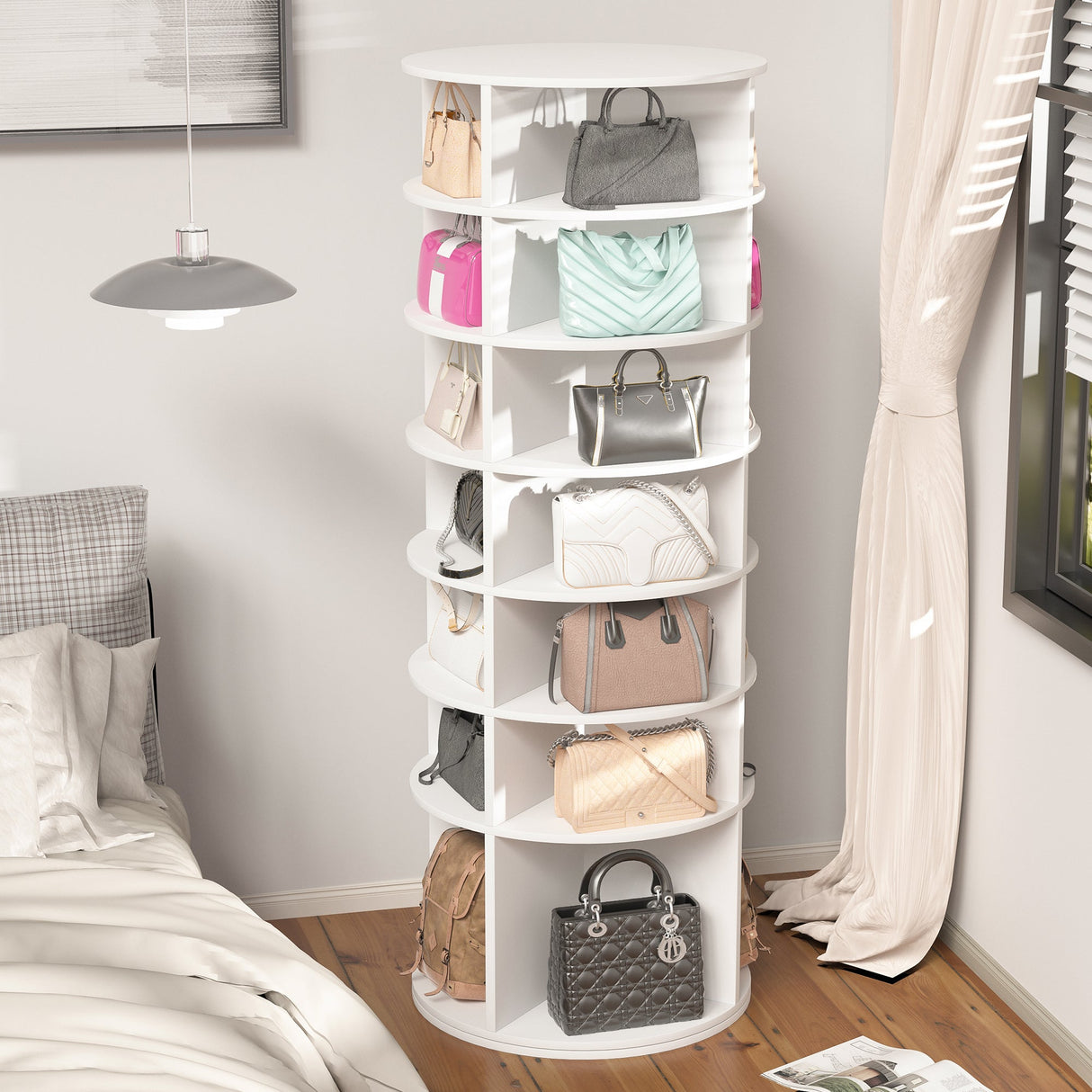 Rotating Shoe Rack Tower - 7-Tier Spinning Shoe Organizer