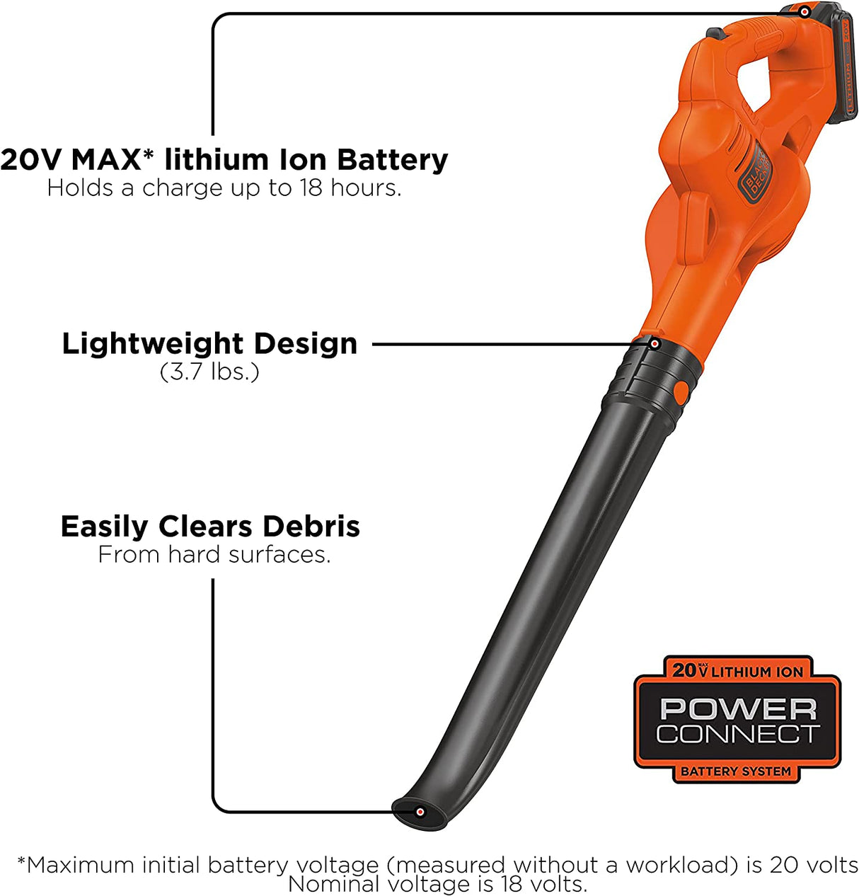 Open Box - Black & Decker LSW221 20V 130 MPH 100 CFM 20-Volt Cordless Handheld Leaf Sweeper