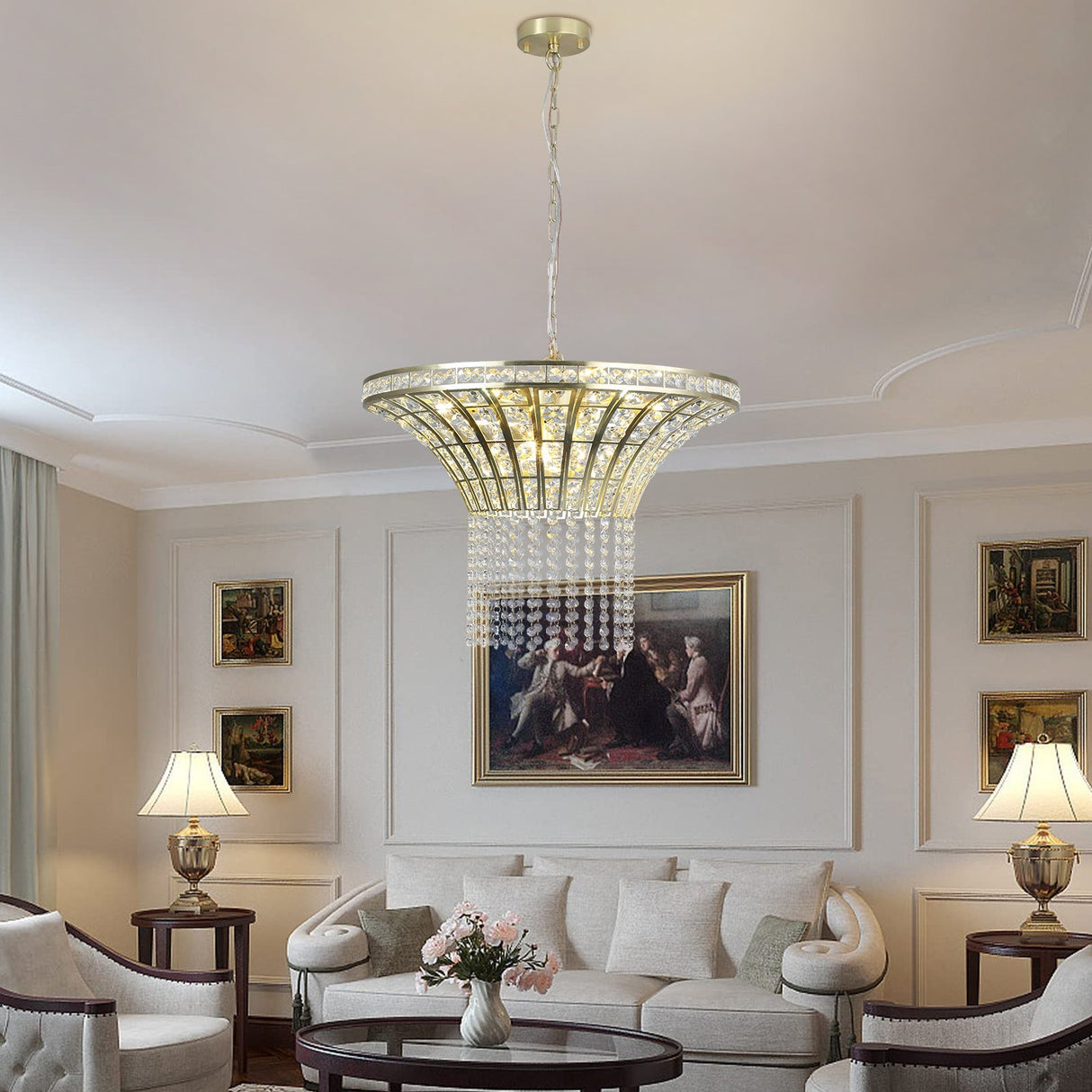 8-Light 23.6' Wide Crystal Waterfall Chandelier
