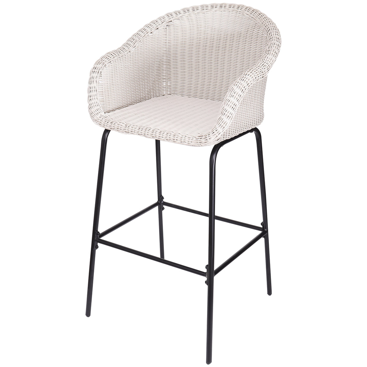 Ladd Outdoor Metal Wicker Barstool Set of 2