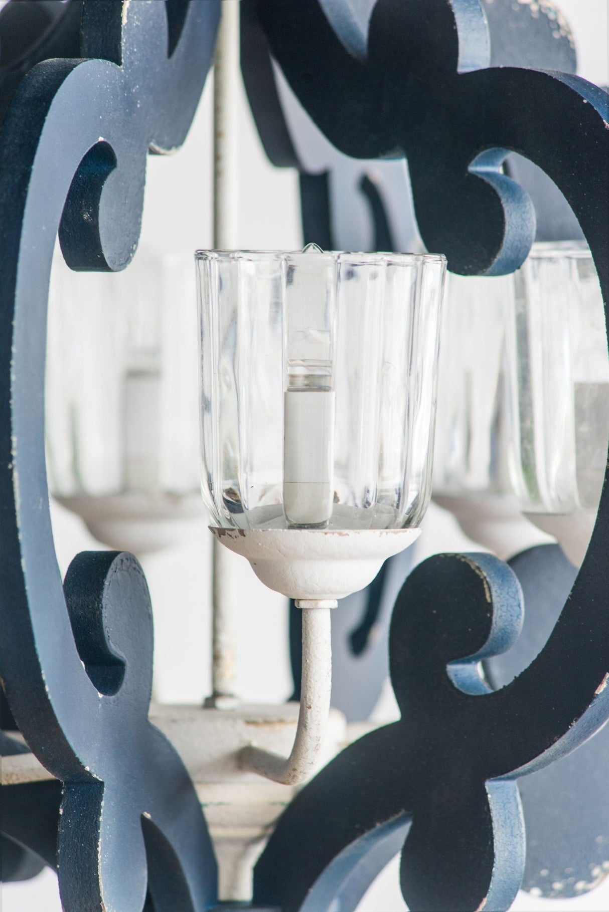 Wood Chandelier 6 Light Farmhouse Pendant Lighting Cream