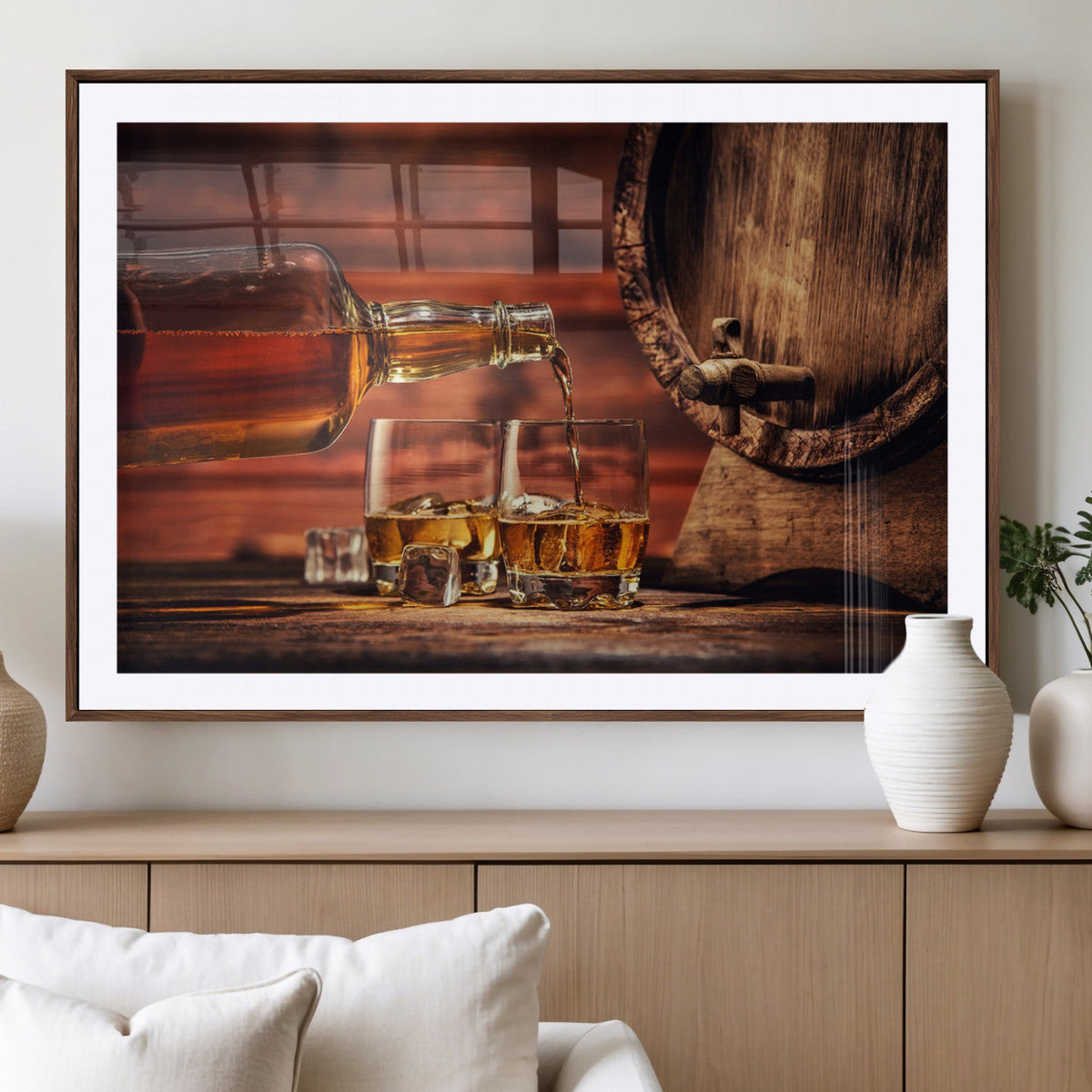 Whiskey and Cigar Canvas Wall Art | 3 Panel Bar Room Decor