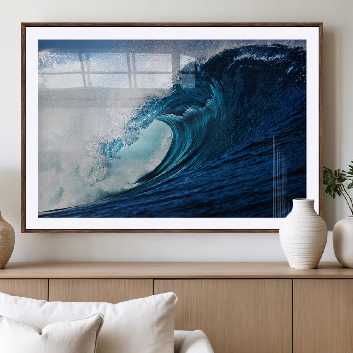 Ocean Wave at Sunset Canvas Art, Large Wall Print of Vibrant