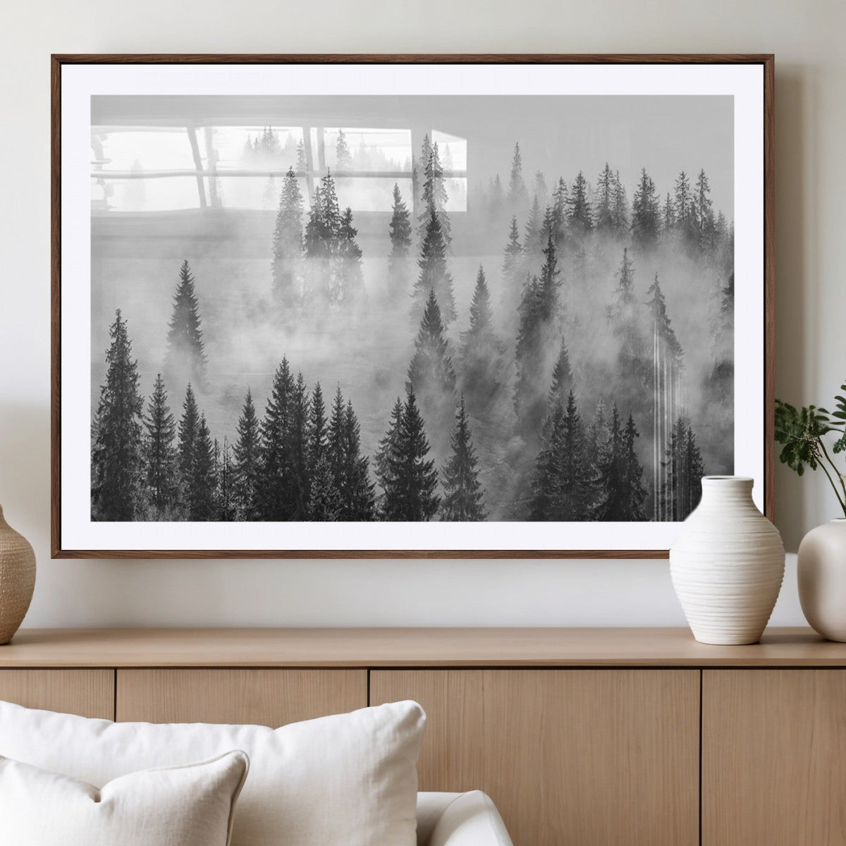 Forest Wall Art Print | Foggy Pine Forest Canvas Wall Art -
