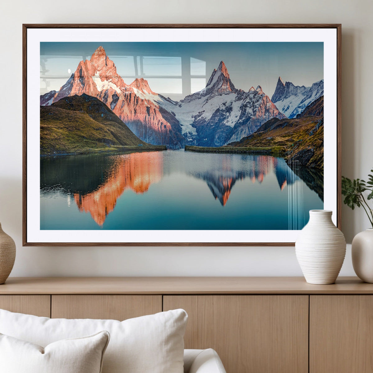 Landscape Mountain and Lake View Wall Art Canvas Print