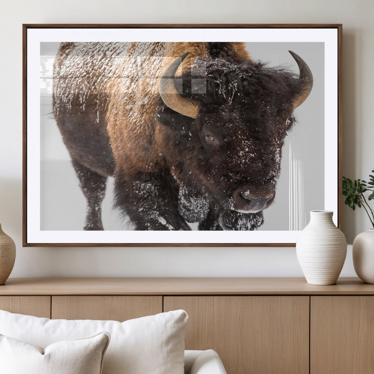 Bison Wall Art Canvas Print For Farmhouse, Wild Animal Wall