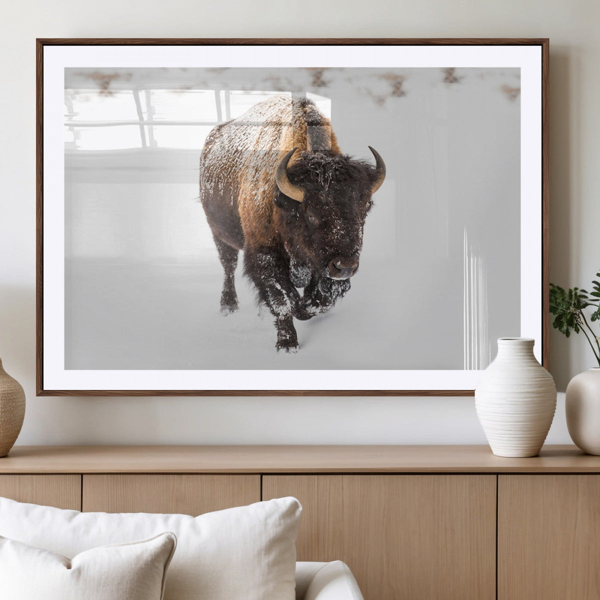 Bison Winter Wall Art Canvas Print For Farmhouse Decor
