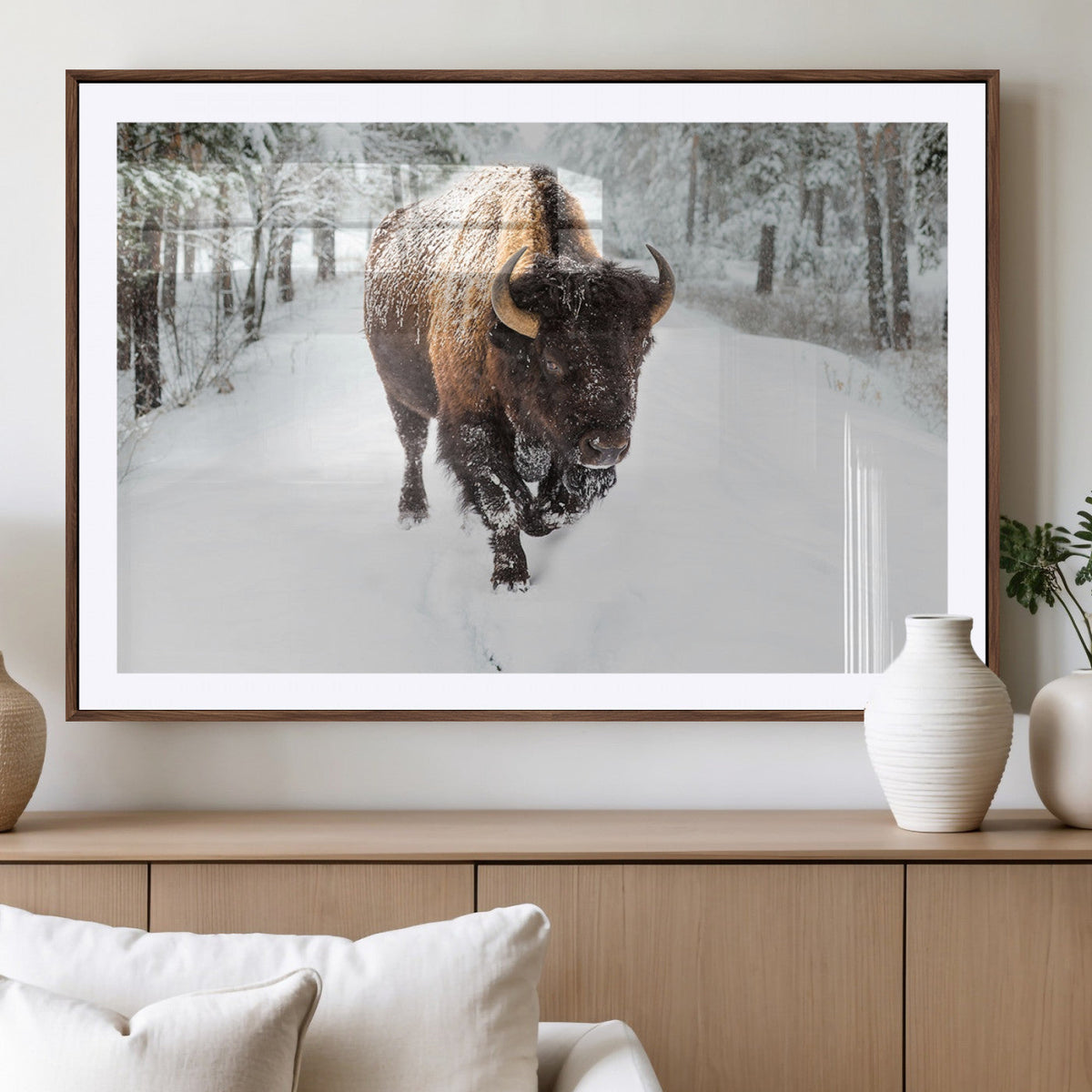 Bison Wall Art Canvas Print For Farmhouse, Animal Canvas