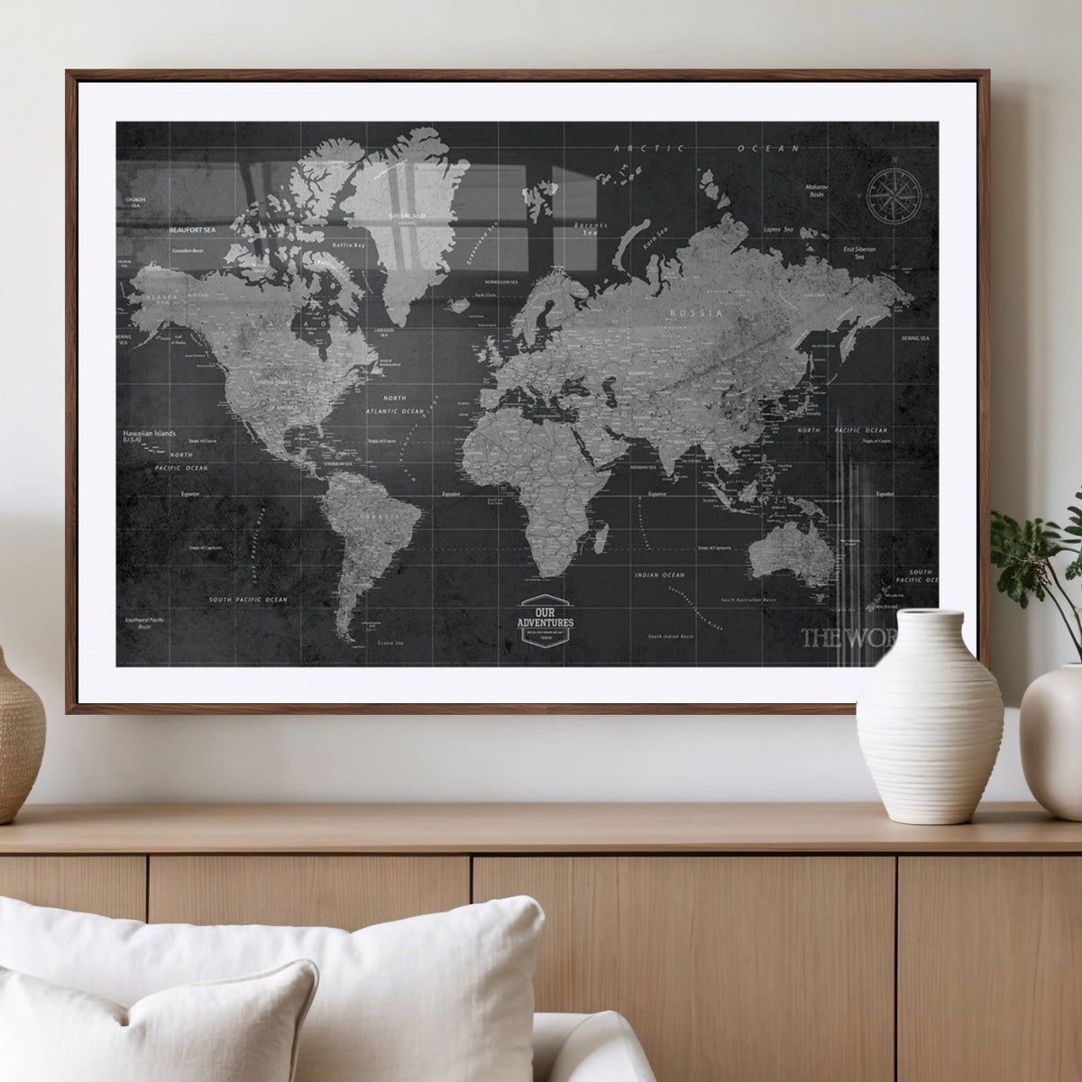 World Map Canvas Print – Detailed Map of the World Wall Art