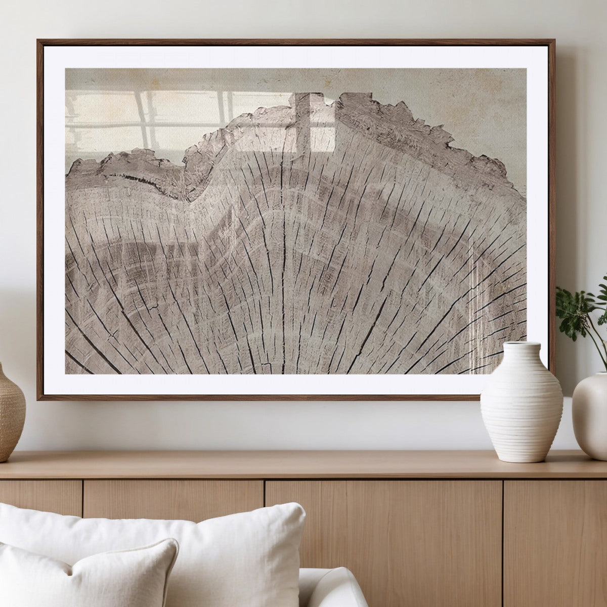 Tree Ring Wall Art Triptych, Rustic Wood Ring Canvas Print,