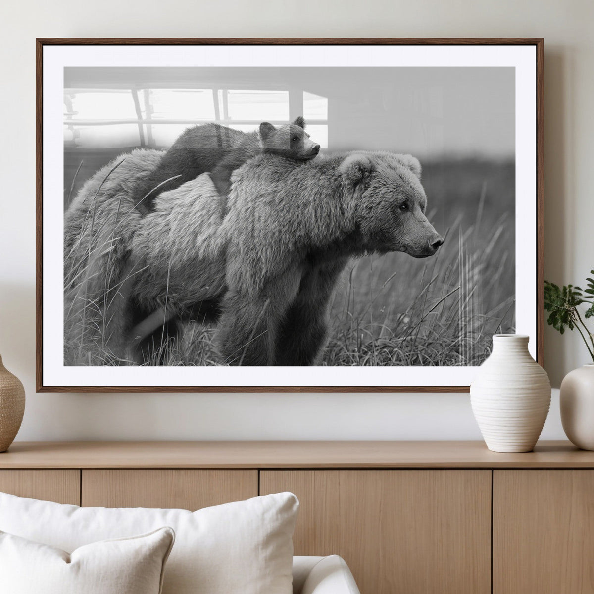 Bear and Cub Wall Art Canvas | 399 Bear Cub