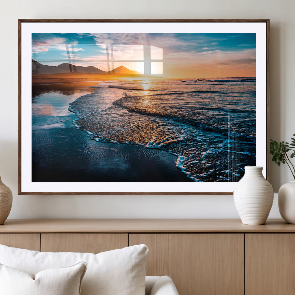 Sunset Beach Ocean Canvas Wall Art – Tranquil Ocean