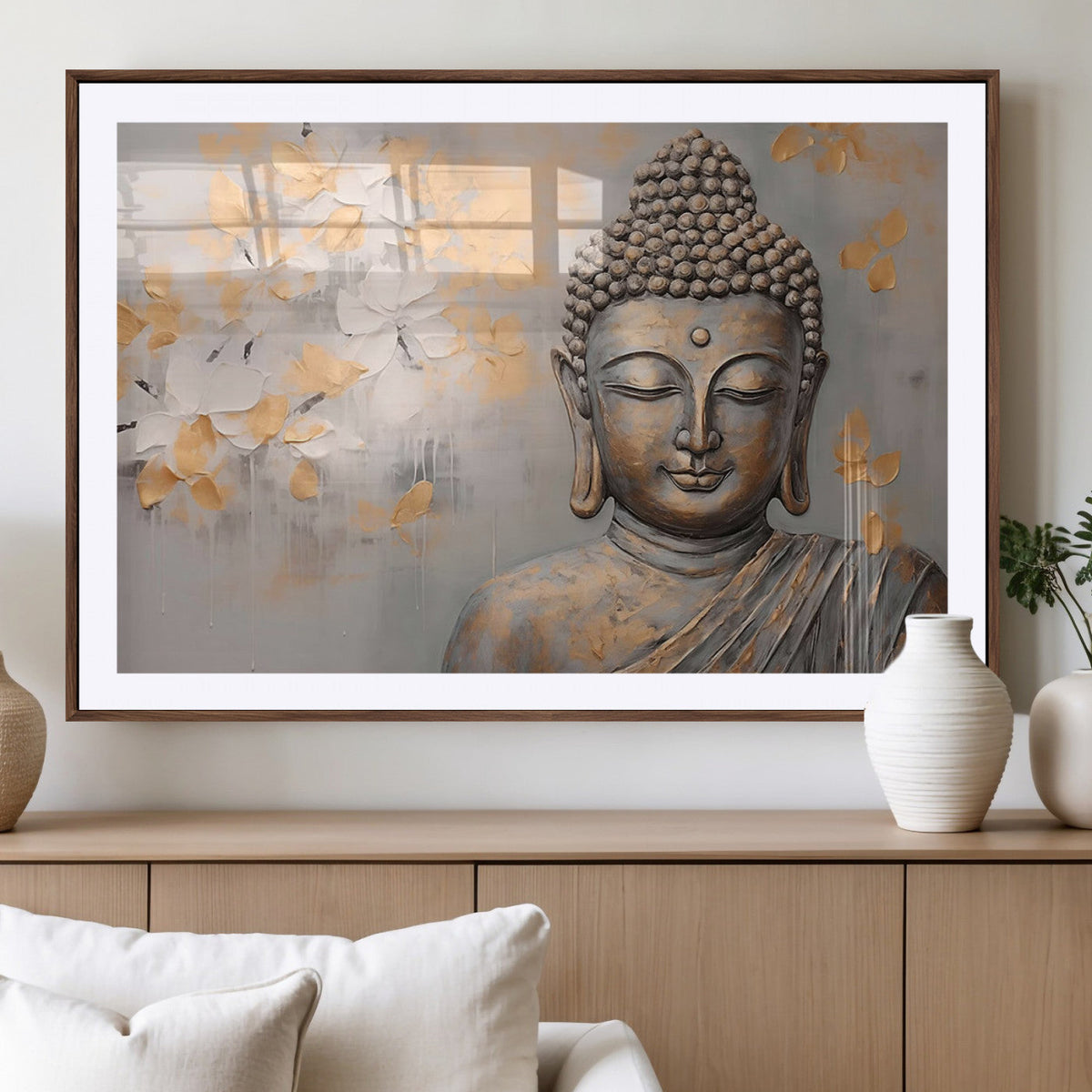 Abstract Buddha Statue Wall Art Canvas Print - Modern