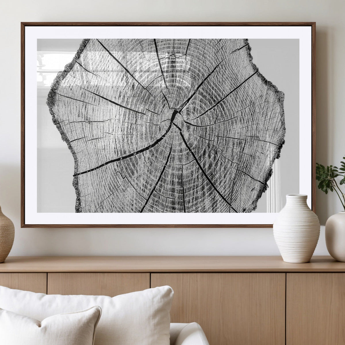 Rustic Tree Ring Wall Art Canvas Print – Framed and Ready to