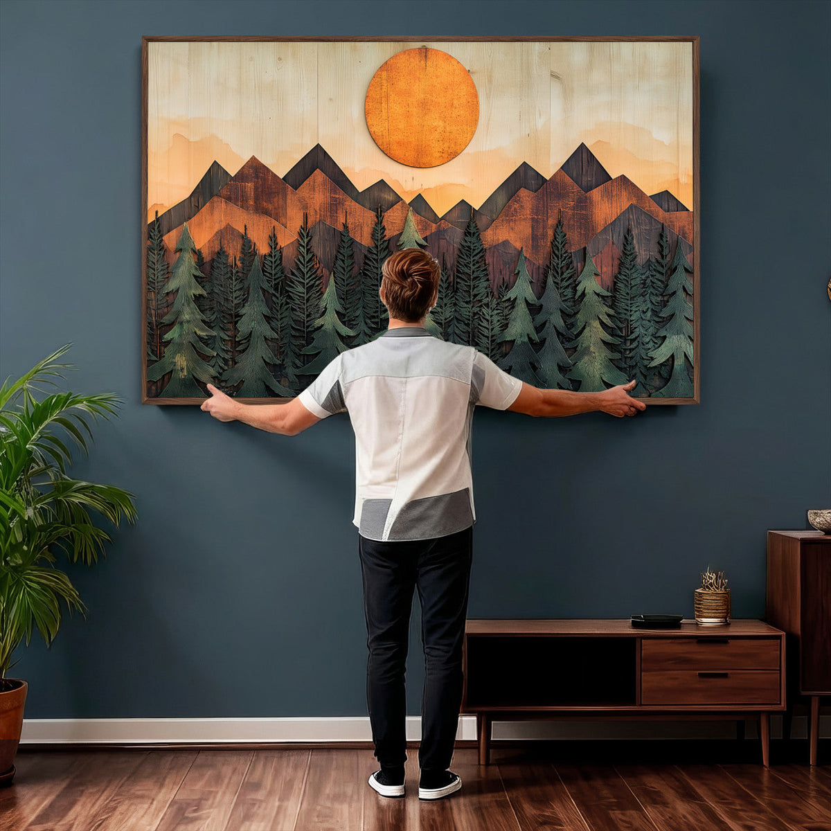 Sunset Mountain Landscape Canvas Wall Art Print - Nature