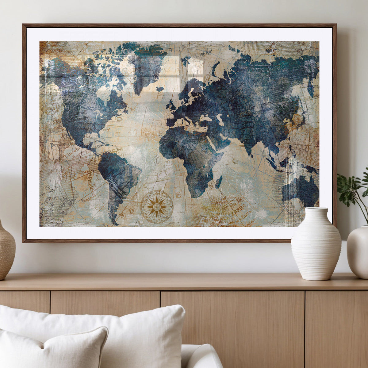 World Map Canvas Print – Framed Wall Art for Couples,