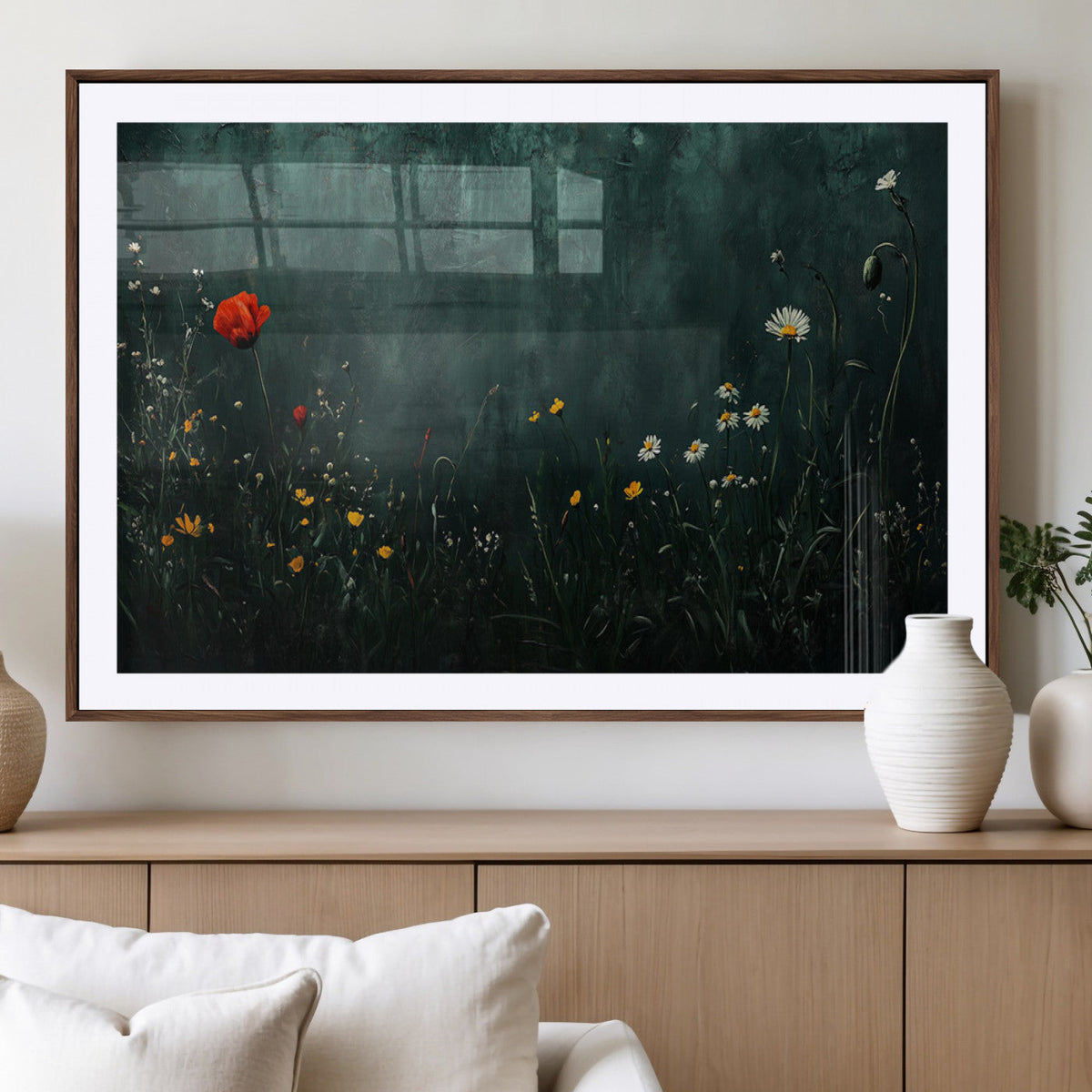 Wildflower Field Framed Wall Art, Vintage Botanical