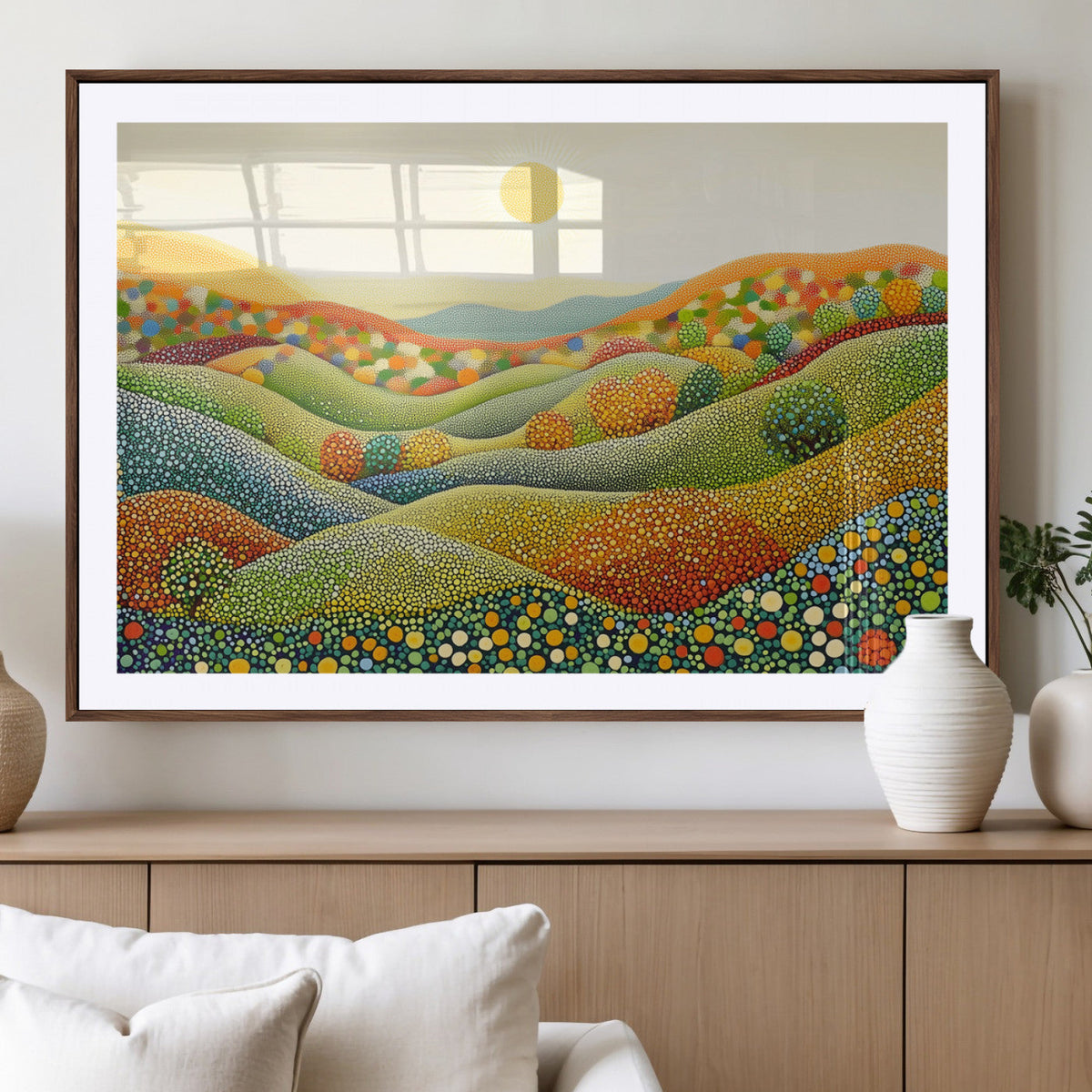 YAYOI KUSAMA Wall Art - Colorful Dot Art Landscape Canvas,
