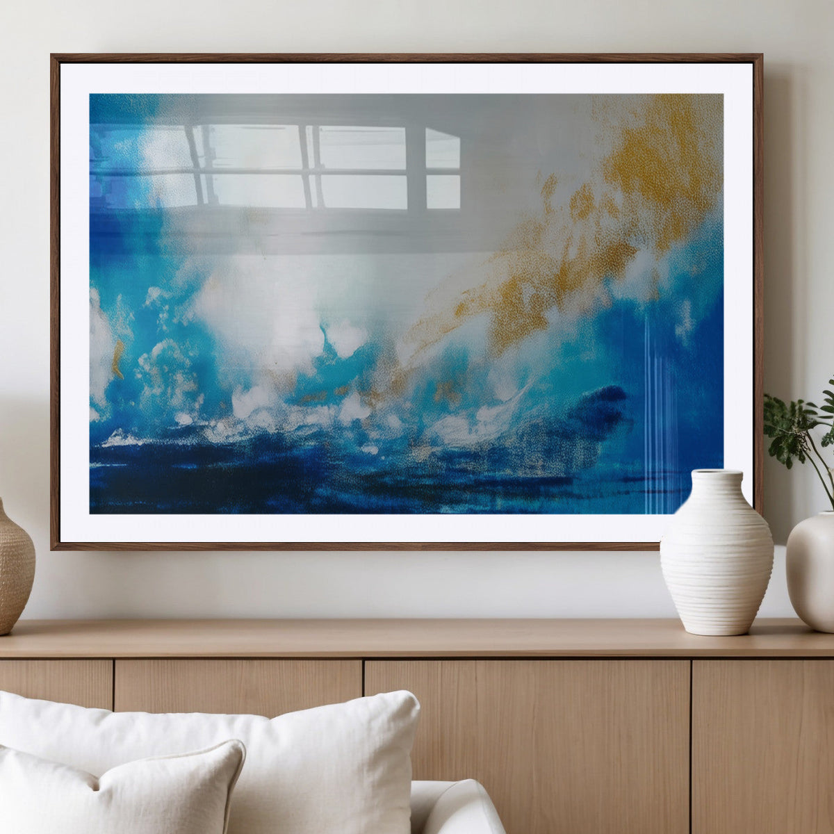 Blue Abstract Print - Dynamic Ocean-Inspired Canvas Wall Art