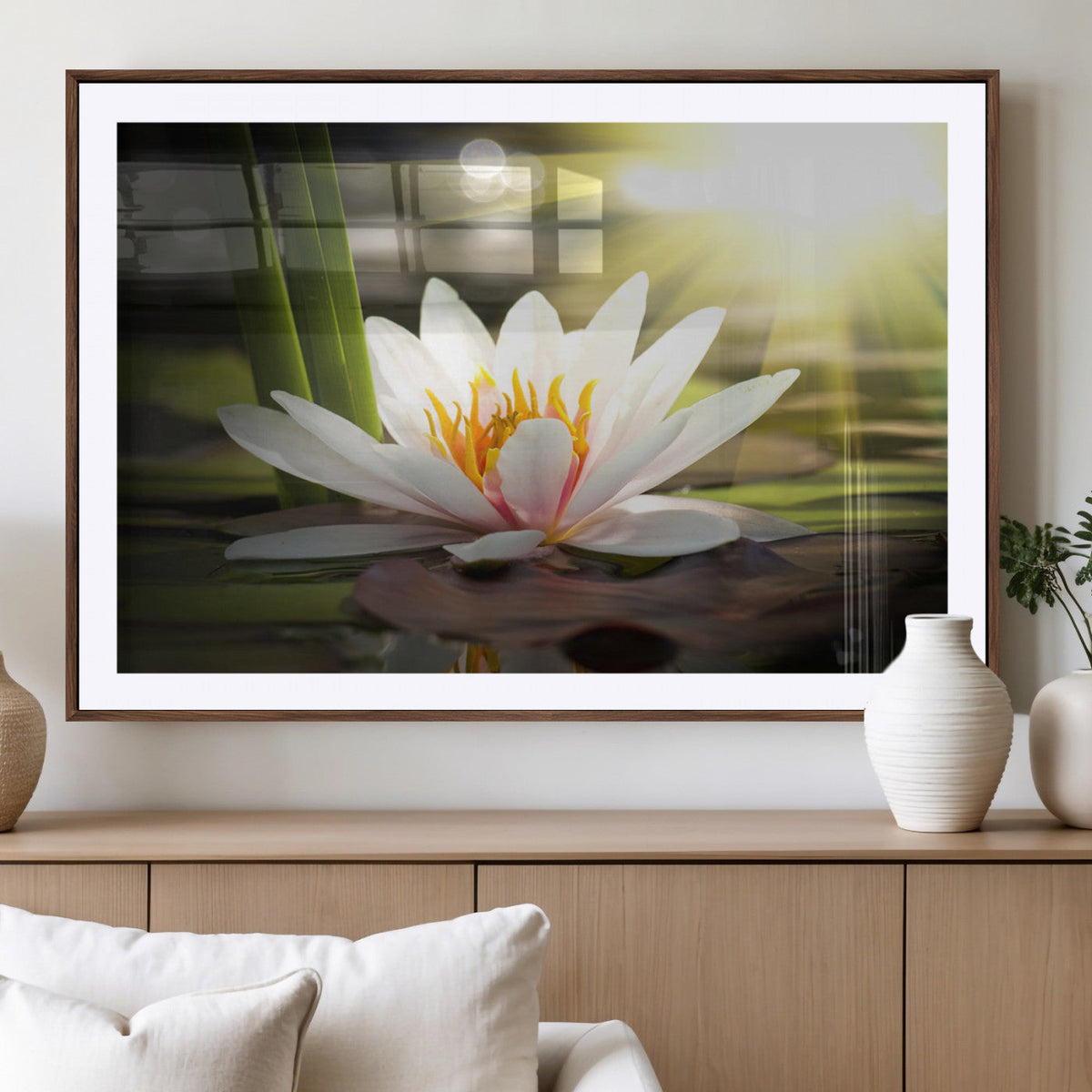 Lotus Flower Wall Art Canvas Print, Water Lily Large Wall