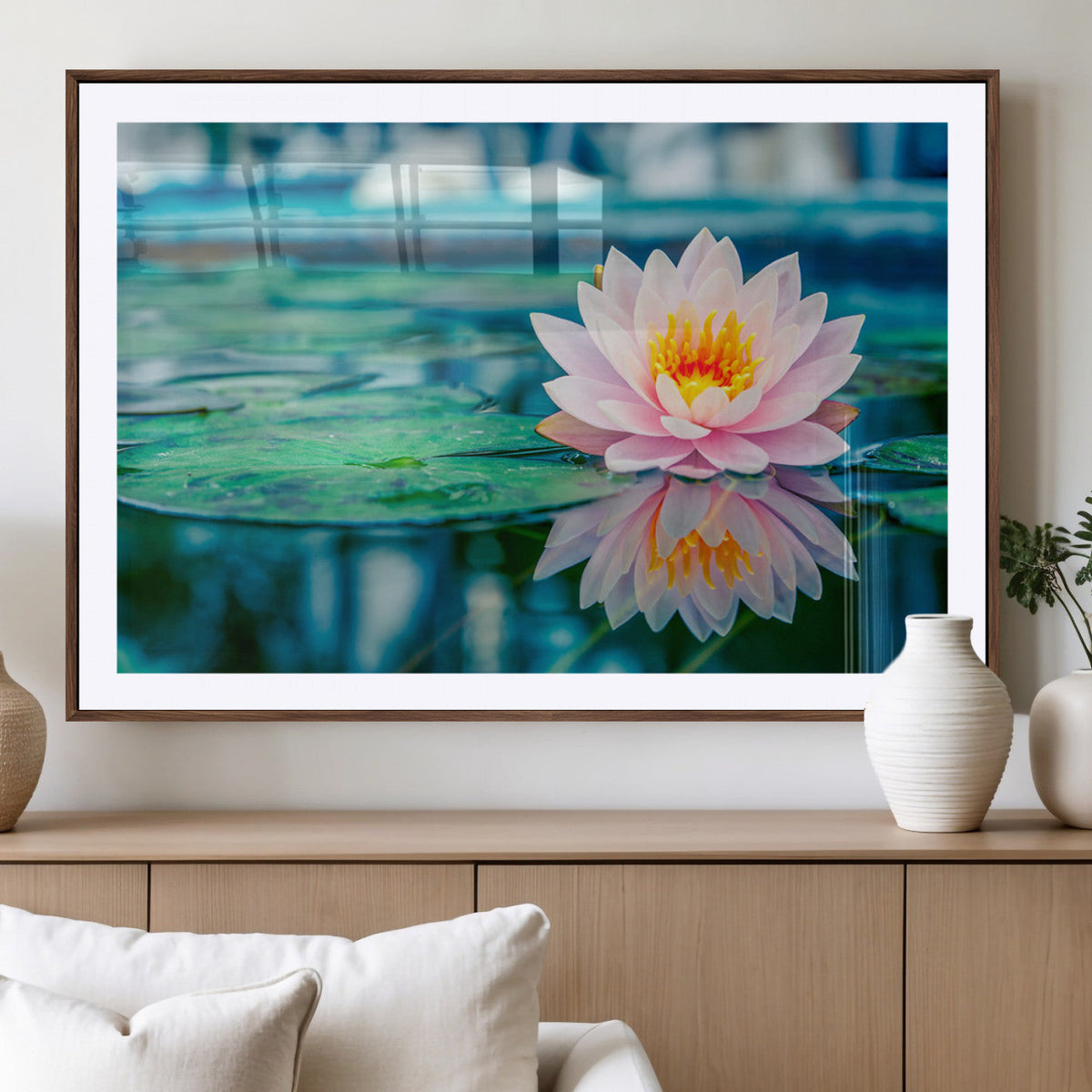 Lotus Flower Wall Art Canvas Print, Water Lily Large Wall