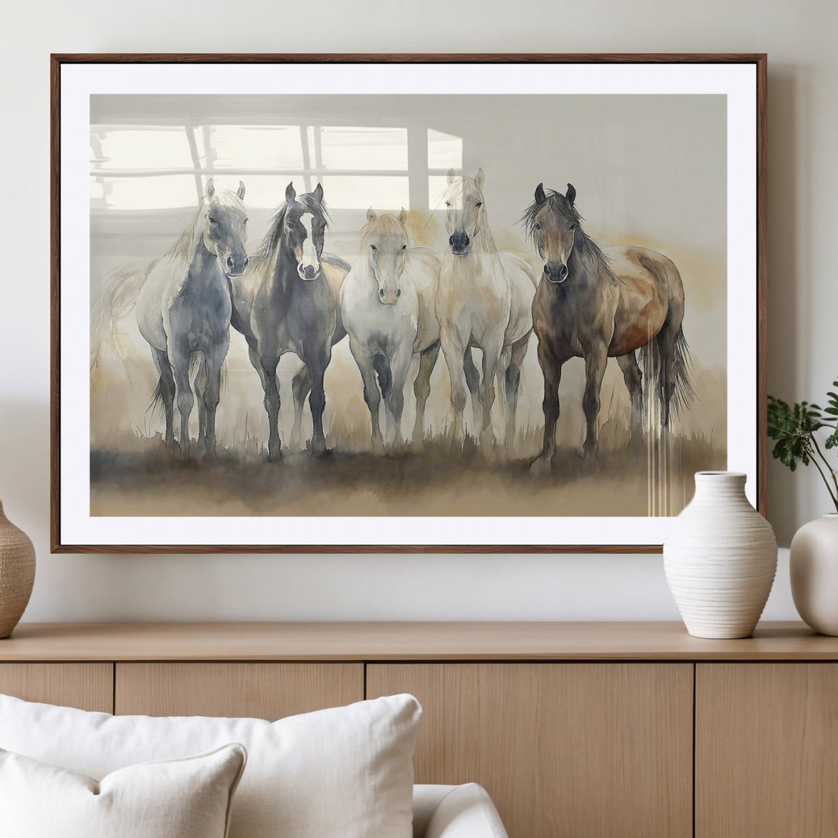 Wild Horses Wall Art Canvas Print, Framed Running Horses Art
