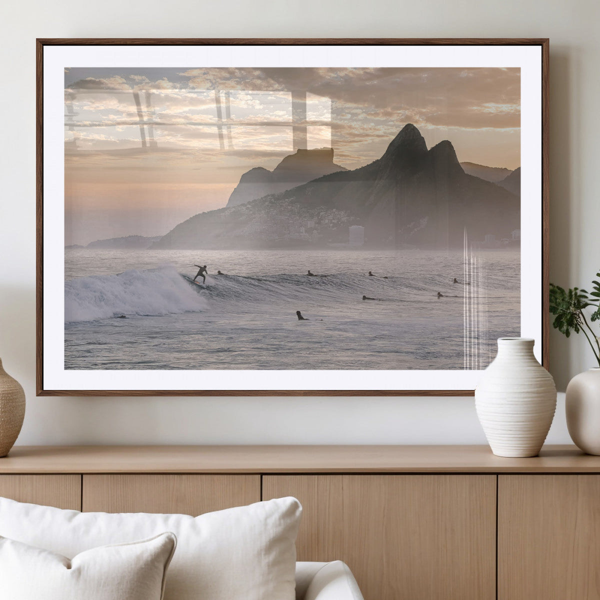 Sunset Surfing Wall Art Canvas Print – Framed Misty