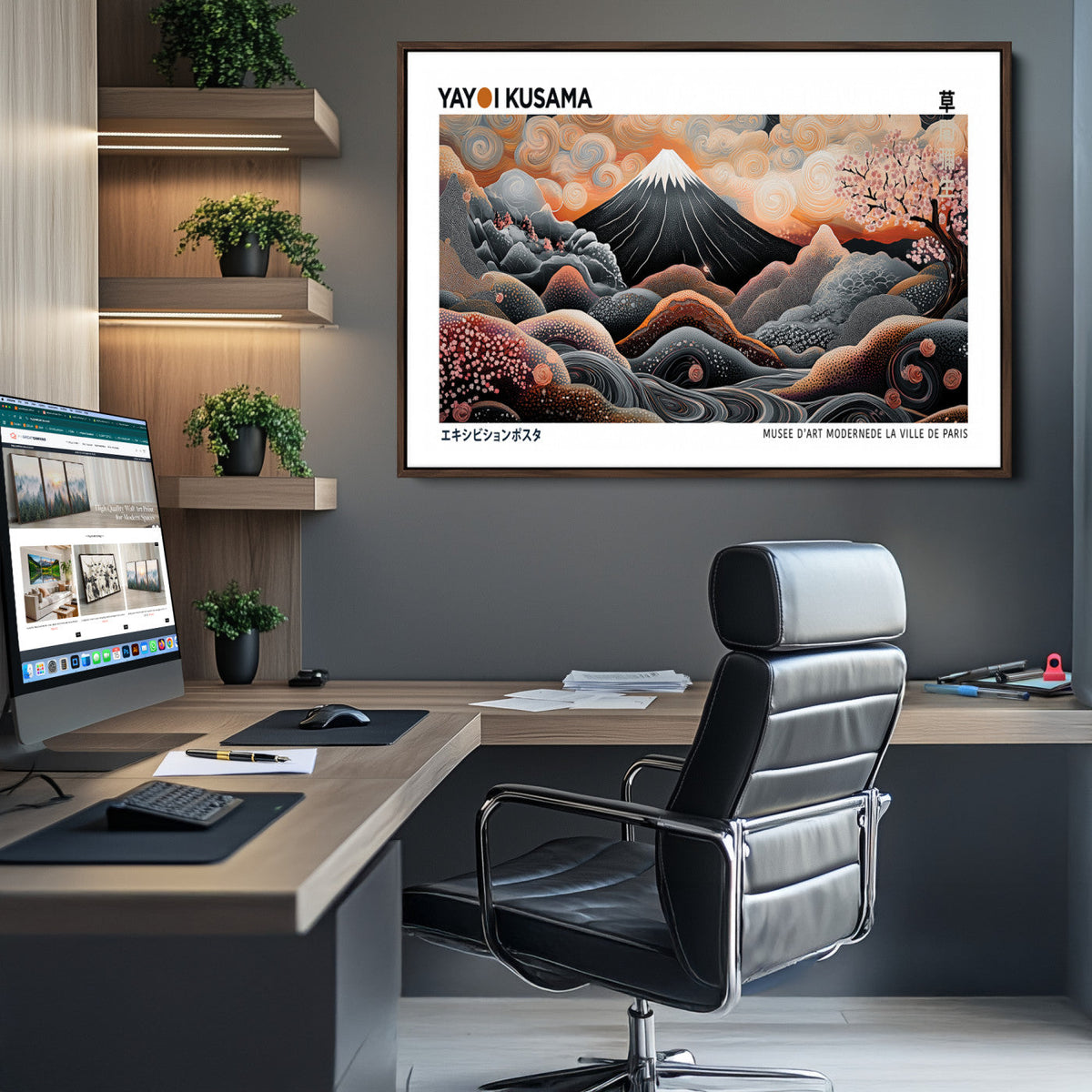 Yayoi Kusama Wall Art Canvas Print – Framed Japanese Dot Art
