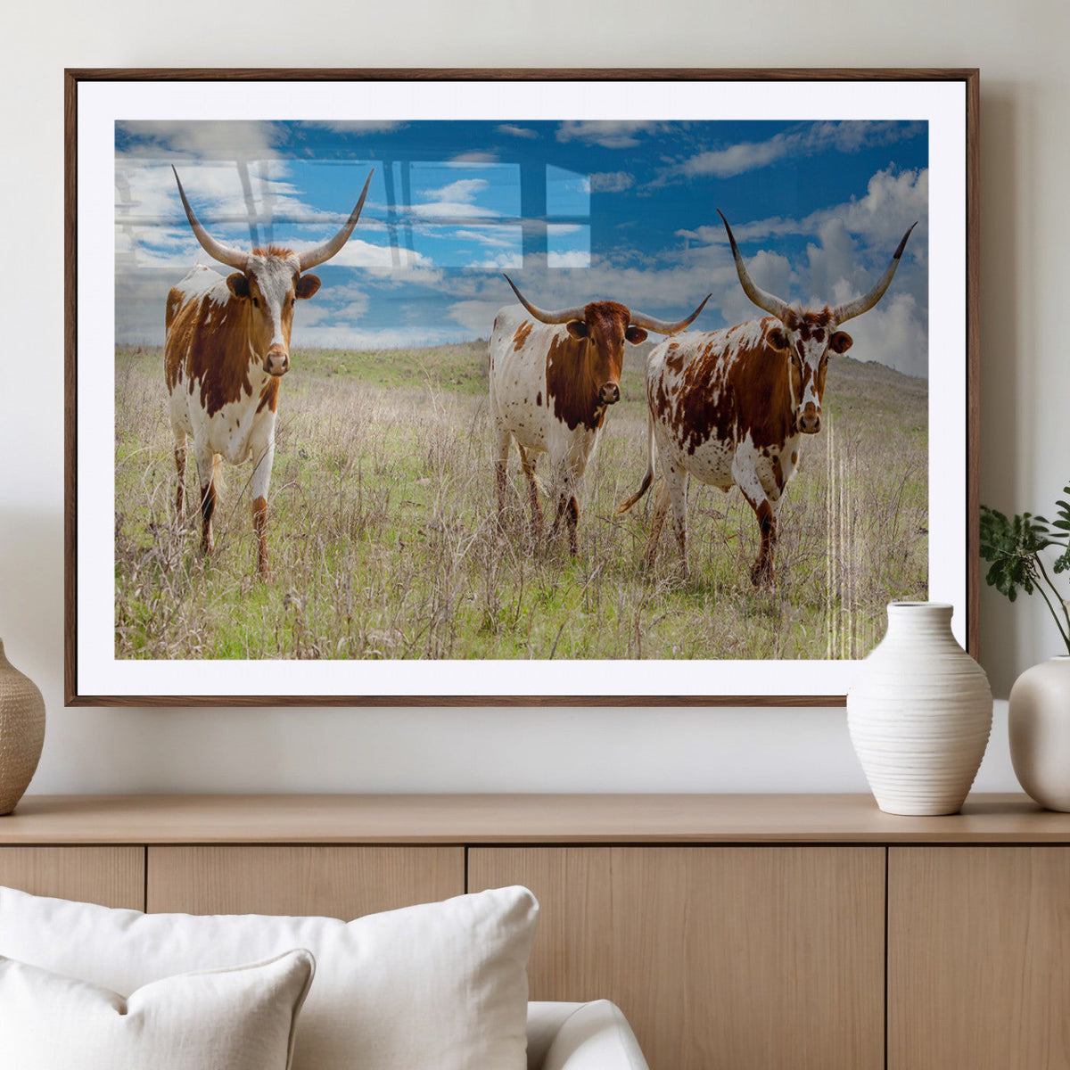 Texas Longhorn Wall Art Canvas Print – Framed Western Decor