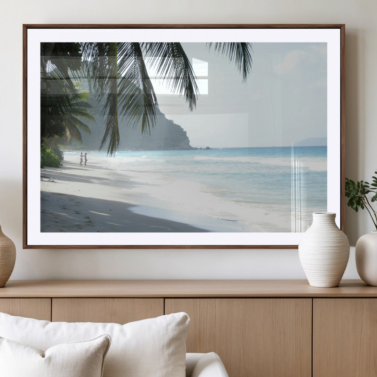 Tropical Beach Wall Art Canvas Print – Framed Serene Ocean