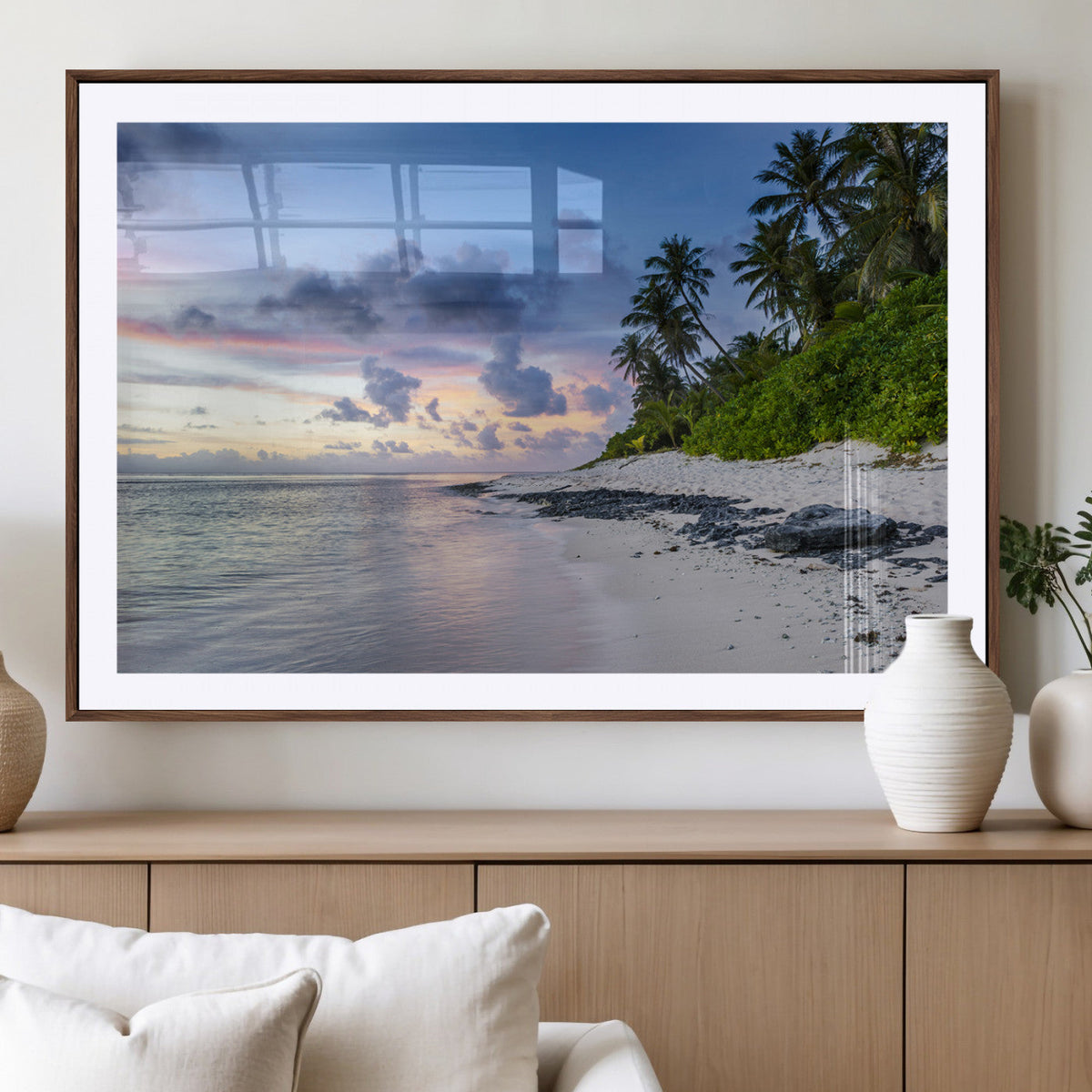 Tropical Beach Wall Art Canvas Print – Framed Sunset Glow