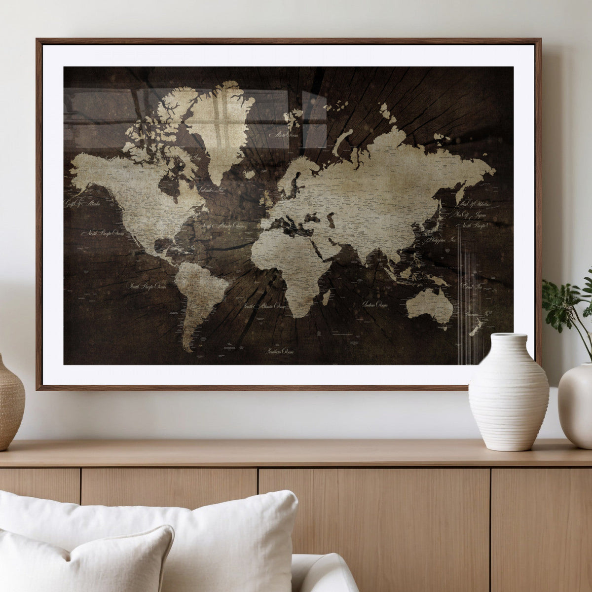 World Map Wall Art Canvas Print – Framed Travel Map Wall Art
