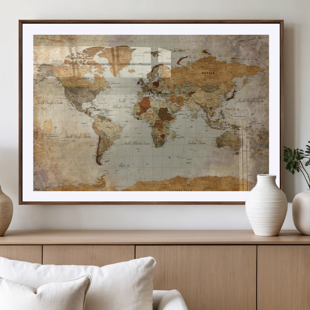 World Map Canvas Print – Detailed Map of the World Wall Art