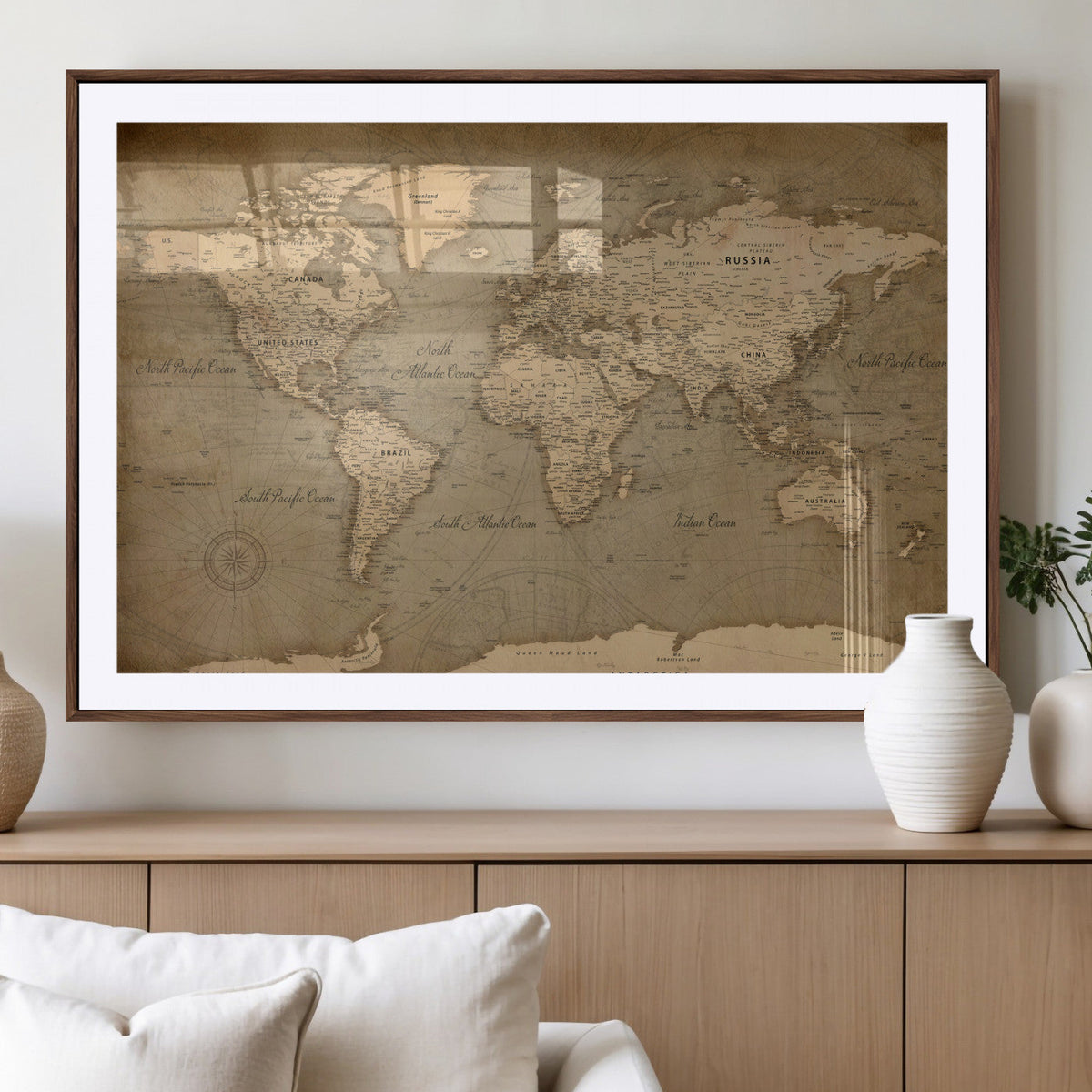 World Map Canvas Print – Framed Travel Map Wall Art for