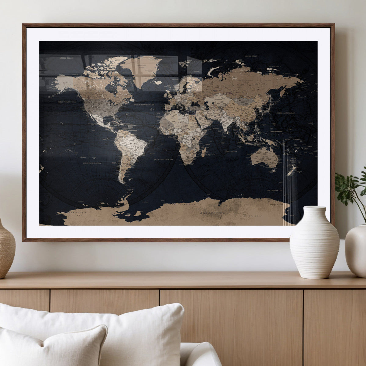 Grunge Wall Art World Map Canvas Print