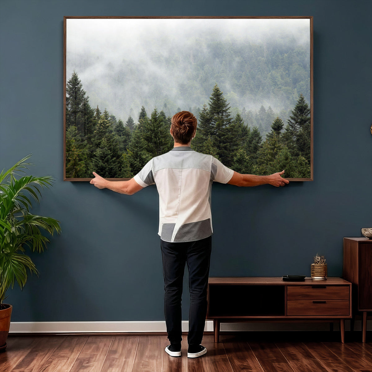Misty Mountain Forest Wall Art Canvas Print