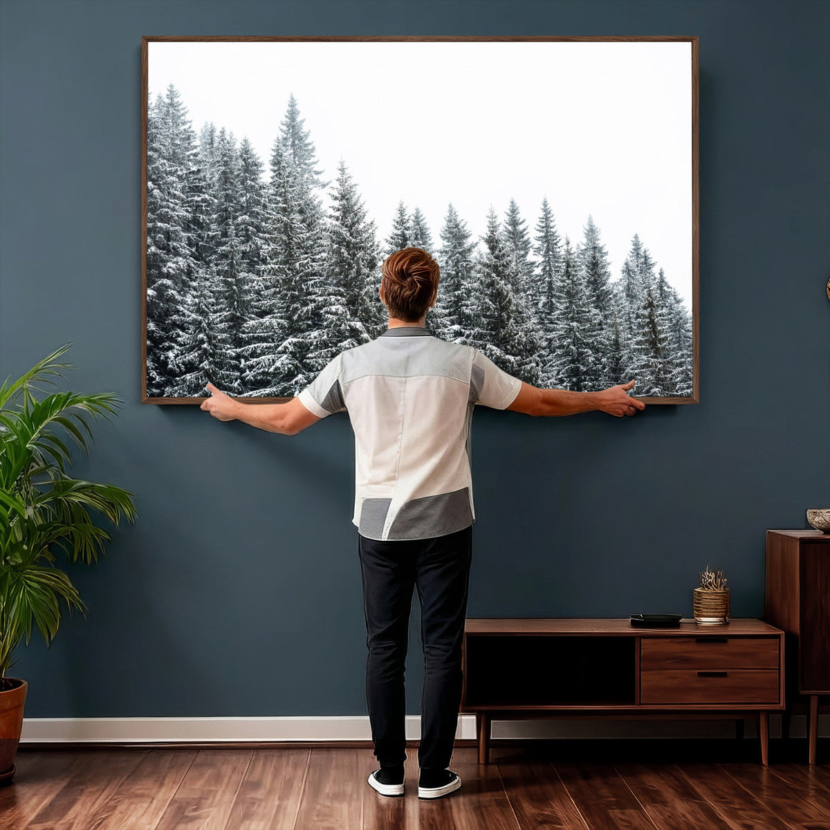 Misty Mountain Forest Canvas Print, Foggy Pine Trees Nature