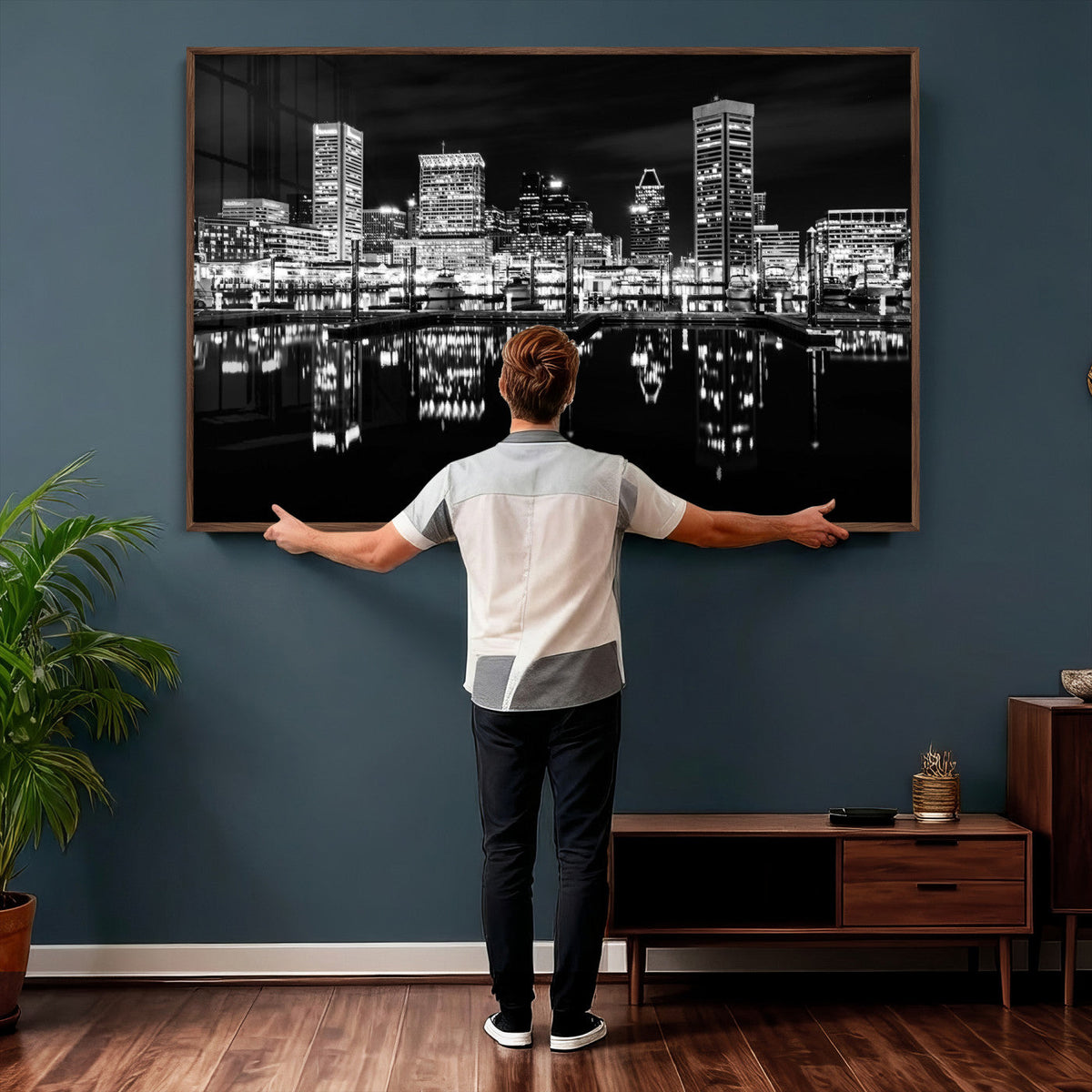 Baltimore Skyline Wall Art Canvas Print, Baltimore Downtown