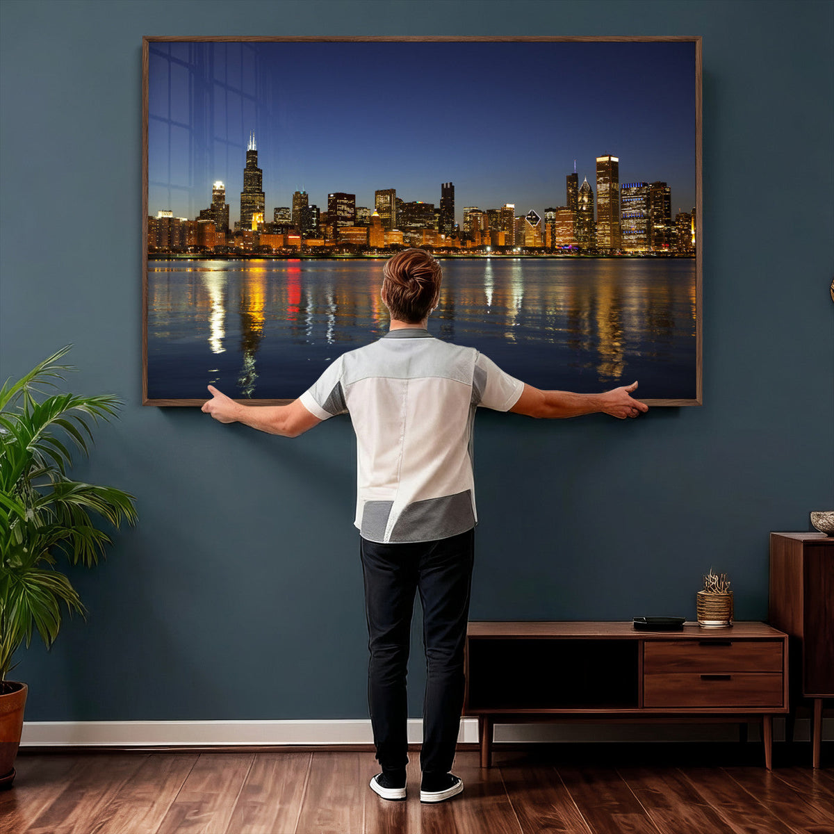 Chicago Wall Art Canvas Print - Chicago City Downtown Night