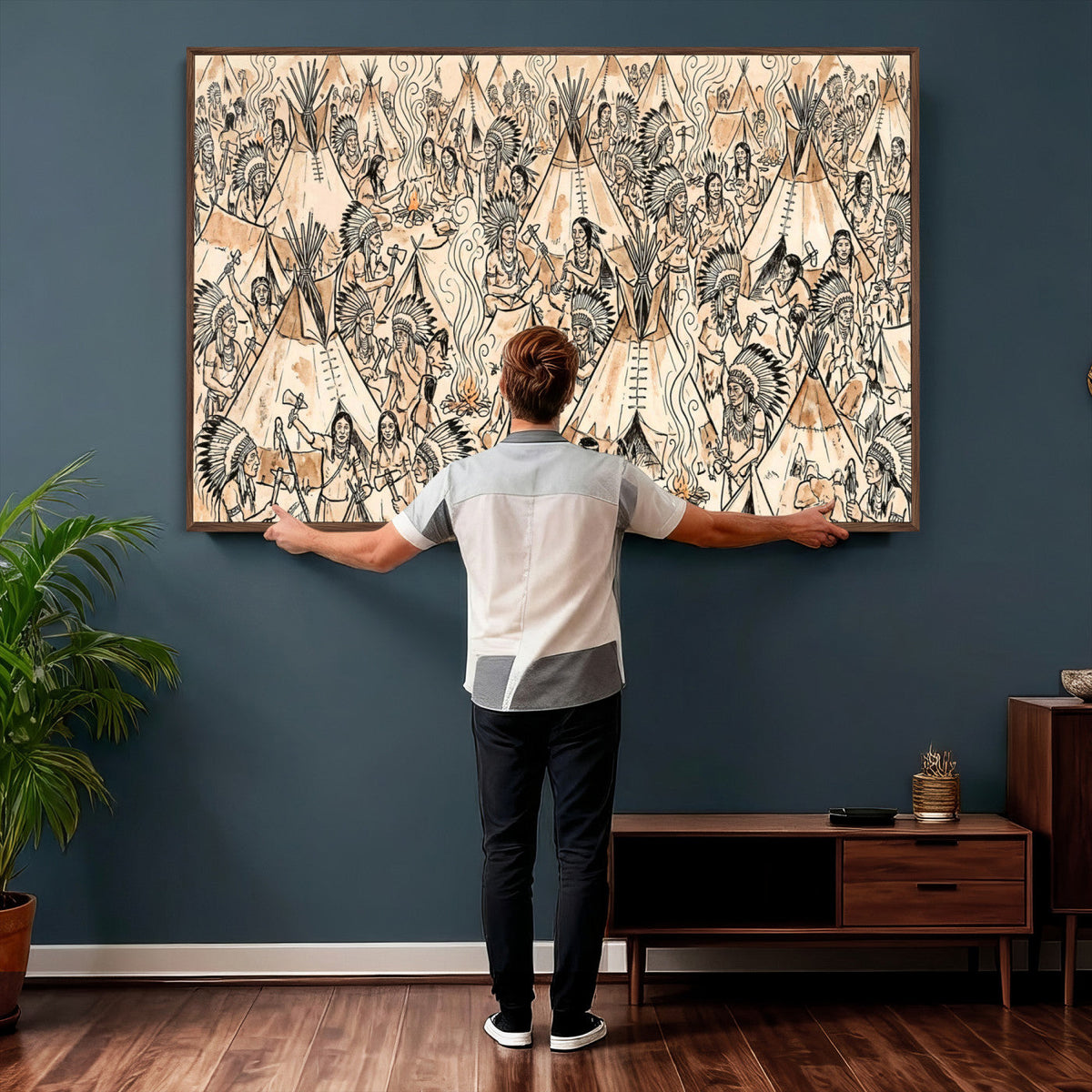 Native American Indian Wall Art Canvas Print - Abstract