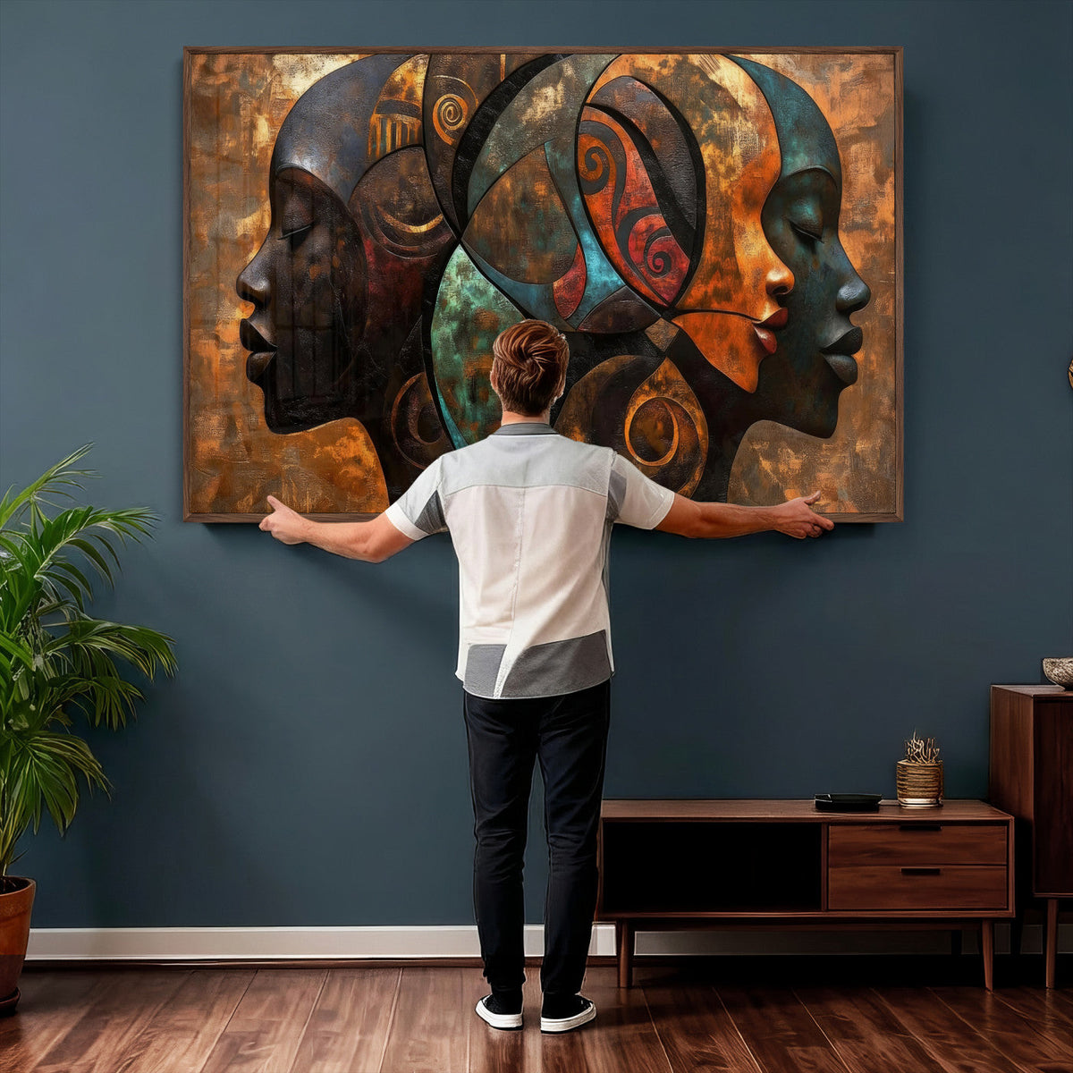 Abstract Afro American Women Wall Art Canvas Print