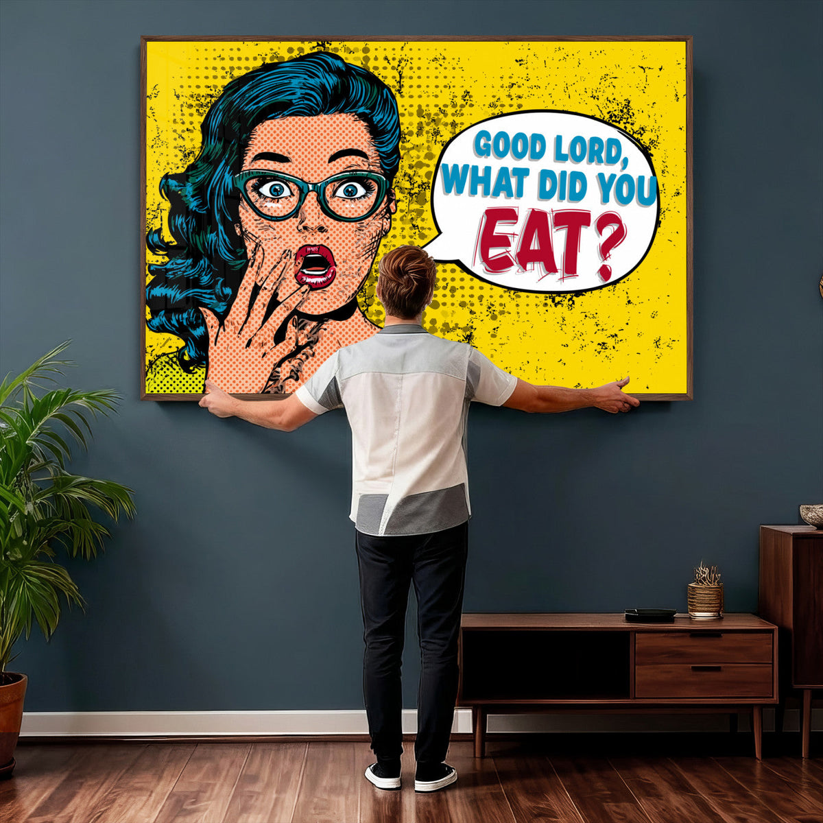 Pop Art Print Bathroom Sign Wall Art Canvas Print — Funny