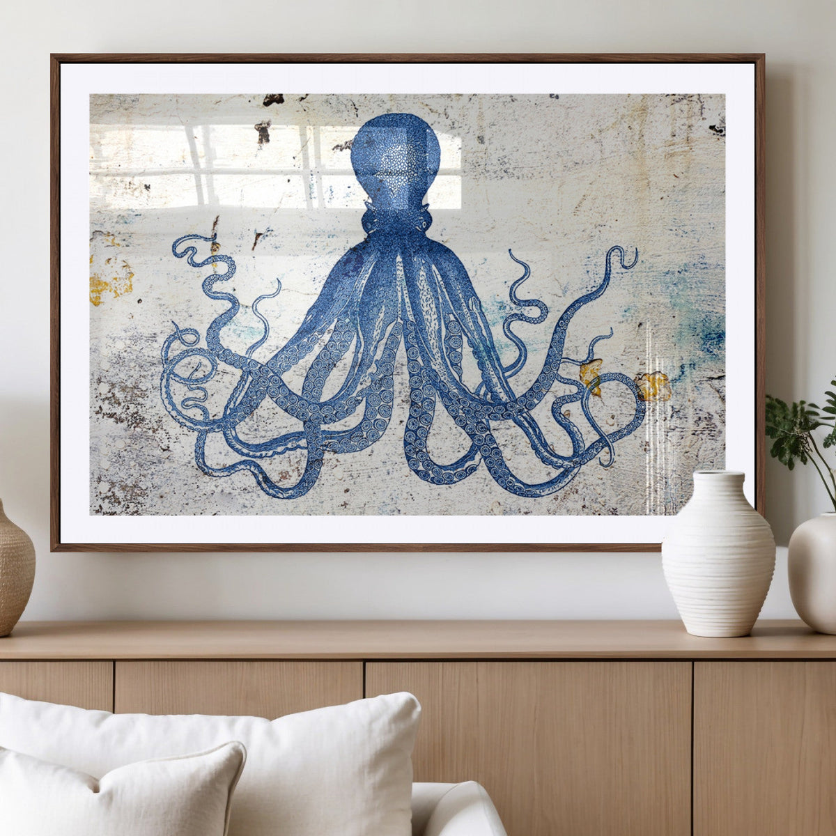 Octopus Canvas Wall Art | Coastal Marine Life Artwork for