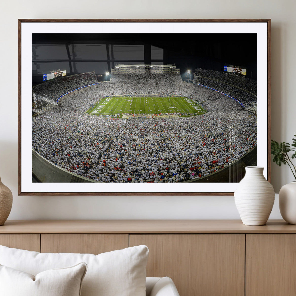Beaver Stadium Night Game Triple Canvas Wall Art - Penn