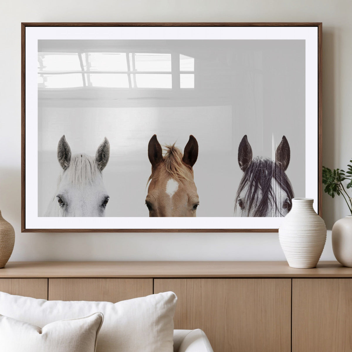 Horse Prints Set, Set of 3 Horse Wall Art, Horses Portraits,