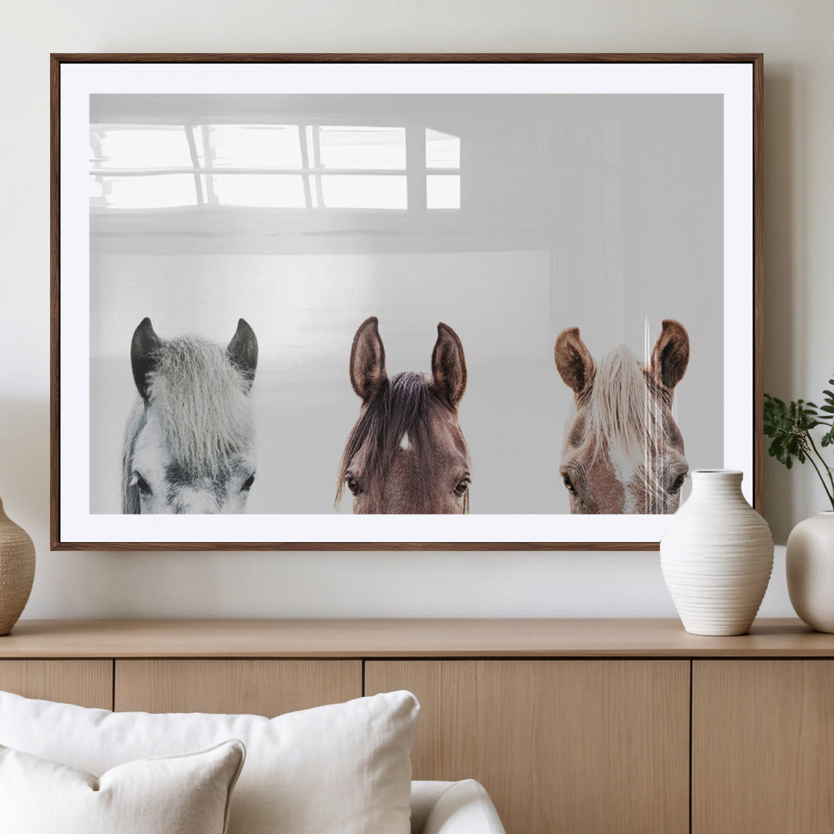 Horse Wall Art - Minimalist Horse Triptych Wall Art – Modern