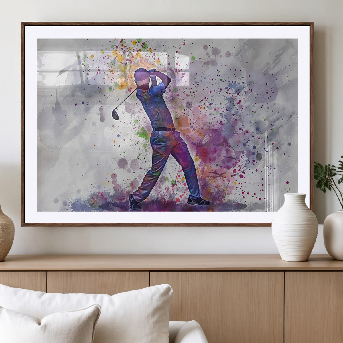 Watercolor Golf Swing Wall Art Canvas Print | Vibrant
